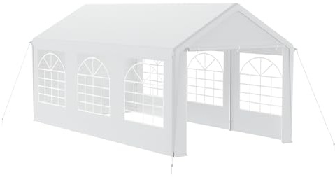 FIVMEN Pavillon Partyzelt 3x6 m mit 4 Abnehmbaren Seitenwänden Wasserdicht Stabil Winterfest Sonnenschutz Gartenpavillon Party Zelt Gartenzelt, Weiß
