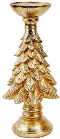 Bosiyrggrl Retro Resin Christmas Tree Candlestick - Festive Decoration, Desktop Atmosphere, Vintage Craft Candle Holder Stand A