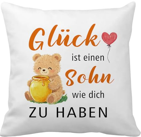 Nudoraw Sohn Geschenk für Sohn Kissenbezug 45x45 Einschulung Mutter Sohne Geschenk von Mama Papa Geschenk Söhne Geburtstagsgeschenk Familien Geschenke zum Einzug Weihnachten