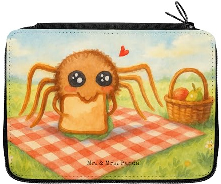 Mr. & Mrs. Panda Mäppchen Spinne Agathe Sandwich Design - Geschenk, Glück, Hungrig, Alles Wird gut, Federmappe, Mut, Hunger, Lebensfreude, Bleistiftetui, Federtasche, Schlampermäppchen, Etui