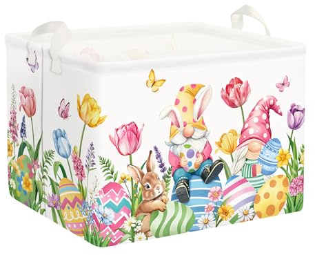 HUUMONSS Osterhase Gnom Groß Wäschekorb Tulpen Eier Stoff Aufbewahrungskorb Kleidung Spielzeug Aufbewahrungsbox für den Heimgebrauch,Schmetterling,36L