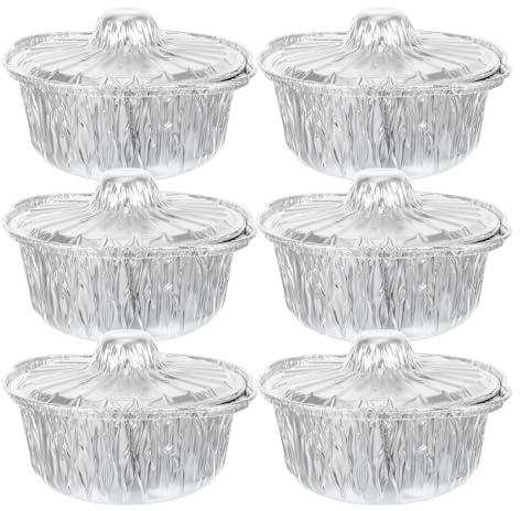 BESPORTBLE Lot de 6 Marmites Jetables en Aluminium Épais 1150 Ml avec Couvercles Hermétiques Récipients Alimentaires pour Camping et Pique-Niques Cuisson de Soupes et Plats Chauds en Plein