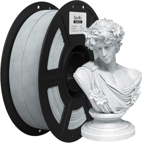 GratKit Marmor PLA Filament 1.75mm 1kg, 3D Drucker Filament, Weiß | Marmoreffekt, einfache Verarbeitung, Marble-Effekt für Büsten, Skulpturen & Architekturmodelle