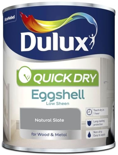 DRW Natural Slate Quick Drying Eggshell Paint 750ml | Interior Wood and Metal Paint | Durable Low Sheen Finish | Fast Drying Trim Paint for Doors Skirting Boards and Furniture