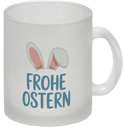 Frohe Ostern Glas Tasse mit niedlichen Hasenohren Lustiger Hasen-Glas Tasse für Ostern Zuhause oder Büro