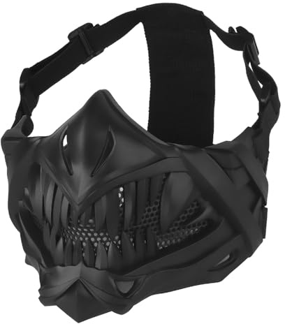 Airsoft Demi-Visage Masques Tactique Protection du Visage Maille Masque Noir, Halloween Paintball CS Chasse Tactique Equipement