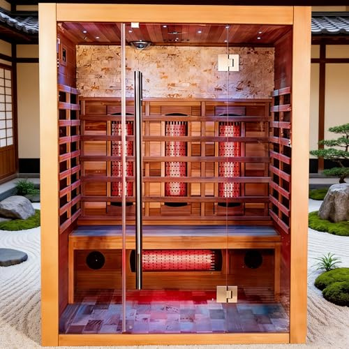 Infrarot-Sauna, Kabinensauna für 3 Personen, Innenbereich, mit EMF-Heizpaneelen aus Kohlefaser und digitaler Steuerung für Zuhause, Spa, Entspannung