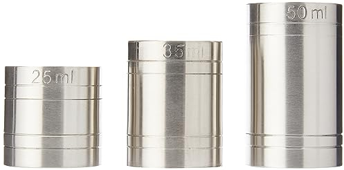 Beamount THIM3 Messbecher-Satz, Barmaß, Edelstahl, Silber, 10 x 10 x 5 cm