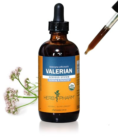 Herb Pharm Valerian Liquid Extract: Organic Calming Valerian for Sleep & Relaxation, Fast-Absorbing, Sugar-Free Liquid Herbal Supplement with Valerian Root & Rhizome, Up to ~12 Week Supply, 4 oz*