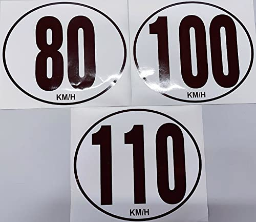 SAFIRMES 3 Geschwindigkeitsbegrenzungen Busse Traktor LKW 80 + 100 + 110 km/h, 3 Aufkleber