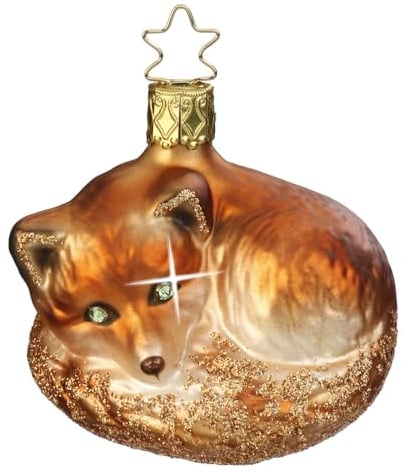 Christbaumschmuck Fuchs 6,5cm mundgeblasenes Glas handbemalt - Weihnachtsbaumschmuck Rotfuchs Orange Braun - Weihnachtsdeko Anhänger Waldtiere - Weihnachtskugeln & Glasfiguren Tiere