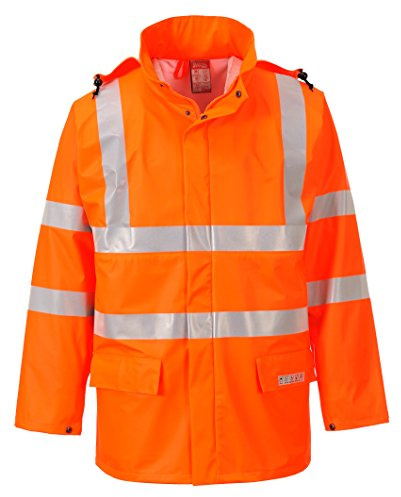 Portwest FR41 Sealtex Flame Hi-Vis FR Jacket Long Sleeve Studded Storm Flap | Orange, Small, EN ISO 20471 Class 3, EN 1149-5, EN 343, Waterproof with Welded Seams, Secure Storage, European Zip, 2 Pockets