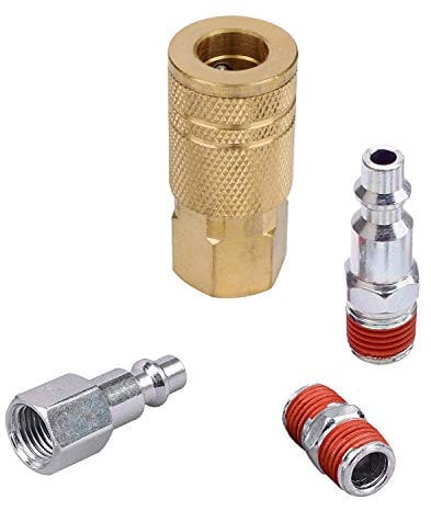 WYNNsky Air Coupler and Plug Kit,1/4''FNPT I/M Brass Air Coupler,1-pc 1/4''MNPT I/M Type Zinc-Plated Steel Air Plug,1/4''FNPT I/M Air Plug and 1/4''NPT Adaptor,Air Compressor Accessories Fittings Kit