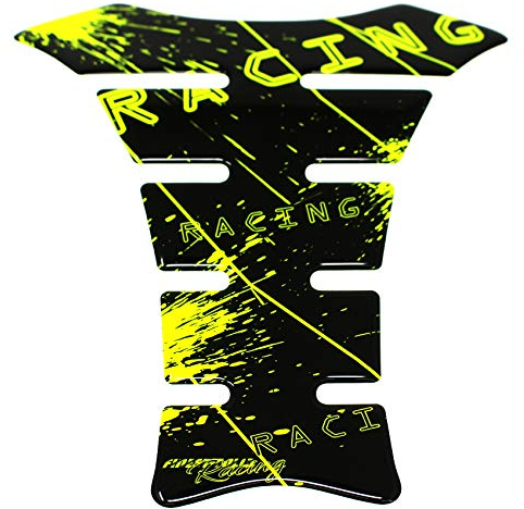 Gel Neon Tankpad Motorrad 3D Glanz Universal Tankaufkleber Tankschutz Lackschutz Aufkleber Pad MR004 (Neon Gelb)