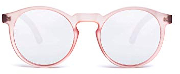 TAKE A SHOT Holz-Sonnenbrille Damen Rosa Silber verspiegelt Schmal Runde Gläser, UV400 - Pinke Sonnenbrille Holz MOLLY