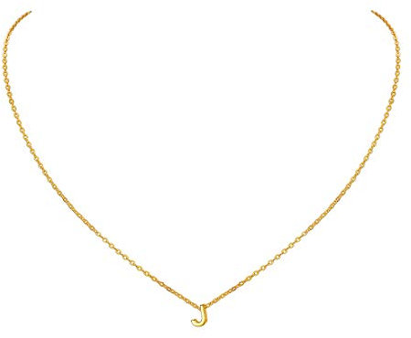 ChicSilver vergoldet Buchstabekette Damen Kette mit buchstabeanhänger J mit Geschenkebox für Damen und Mädchen