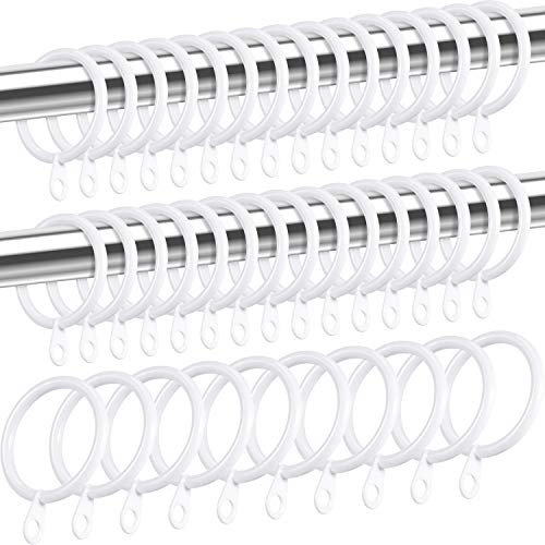 Shappy Anillos de Cortina de Metal Anillas Colgante para Cortina y Barras, 30 mm de Diámetro Interno (Blanco, 40 Piezas)