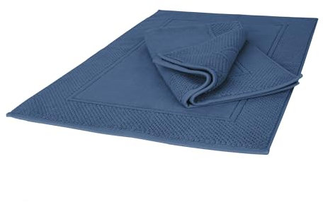 Ruggeri - Set 2 Tappeti Bagno 50x80 cm - 100% Cotone Extra Morbido - Collezione Let's Color! (Blu)