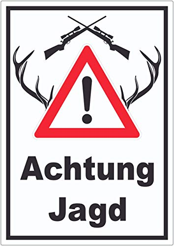 HB-Druck Achtung Jagd Gewehr Schild hochkant A4 (210x297mm)