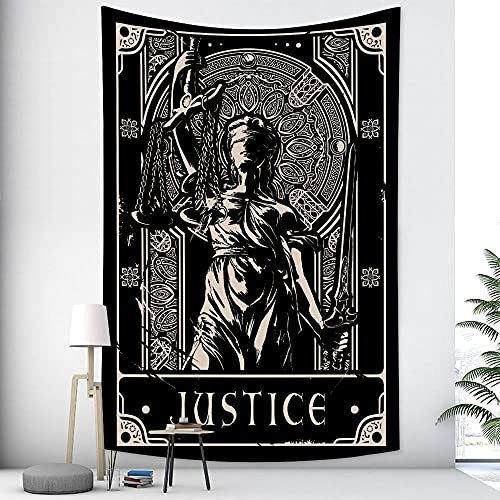 Gerechtigkeit Wandteppich Vintage Tarot Wandteppich Mittelalter Europa Wahrsagerei Wandteppich Wandbehang Wandteppiche Mysteriöse Wandteppich Home Decor,60 x 52 (150×130 cm)