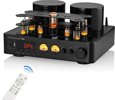 Nobsound AV-525 Amplificatore per tubi ibrido da 100 W + 100 W, amplificatore HiFi, amplificatore integrato USB con RCA/Bluetooth/USB/Coax/Opt Input (nero)