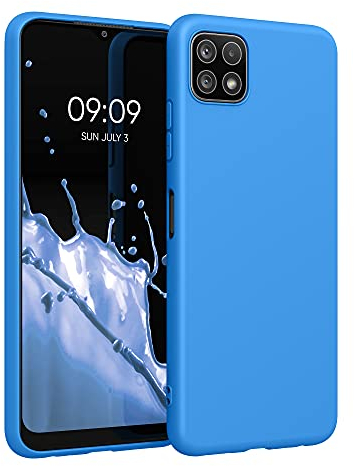 kwmobile Hülle kompatibel mit Samsung Galaxy A22 5G Hülle - weiches TPU Silikon Case - Cover geeignet für kabelloses Laden - Strahlend Blau