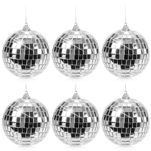 com-four® 6X Discokugel, Spiegelkugel zum Aufhängen, Disco Ball für Party | Partykugel für Silvester - Geburtstag - Mottoparty - Weihnachten oder Halloween - Ø 8 cm
