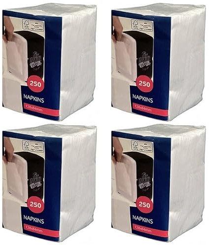Papierservietten Küchen, Gastro & Diner Servietten für Cabanaz Serviettenspender weiß | 8,5 x 12,5cm (gefaltet) 4 x 150 Stück (4x150 White Napkins)