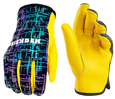 FEISHDEK Arbeitshandschuhe Kinder Gartenhandschuhe Reflektierendes Atmungsaktives Outdoor Fahrradhandschuhe Leder 3-12 Jahre Jungen Mädchen