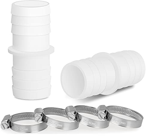 NW 2X Schlauchverbinder mit 4X Schlauchschellen für den Pool - Schlauchtülle im 2er Pack (32mm x 32mm)