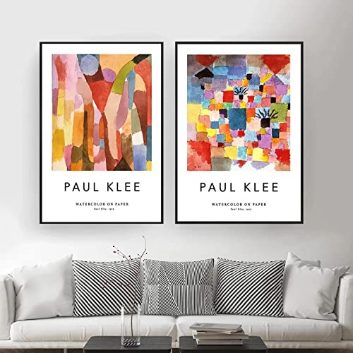 Paul Klee Kunstwerk Ausstellung Poster und Drucke Farbgalerie Wandkunst Bild Museum Leinwand Gemälde Wohnzimmer Wohnkultur 40 x 50 cm x 2 Stück rahmenlos