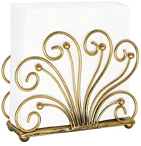 OwlGift Moderner Serviettenhalter mit Pfauenschwanz, antikes Design, Metall-Serviettenhalter, aufrecht, dekorativer Serviettenhalter für Zuhause, Küchentisch, Bronze
