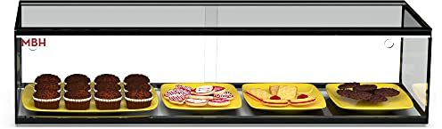 MBH - Vitrine à poser professionnelle neutre 92 cm 1 étagère pour pâtisseries et viennoiseries. Présentoir vitrée sur comptoir sans LED restauration.