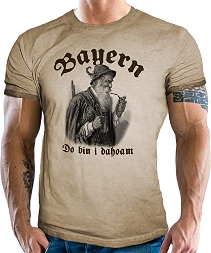 Trachten T-Shirt im Vintage Retro Used Look - Für echte Bayern Fans: Gott mit Dir