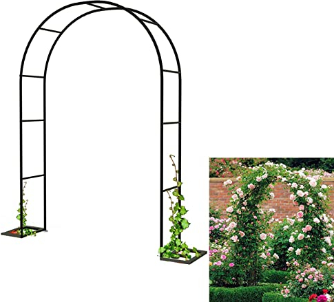 KAILODI Große Torbogen Rosenbogen Aus Metall,Breite 140cm/180cm/300cm/350cm, Rosenbogen Holz wetterfest,für Rosen Blumen im Garten Terrasse/Kletterpflanze W3.5M*H2.2M Black