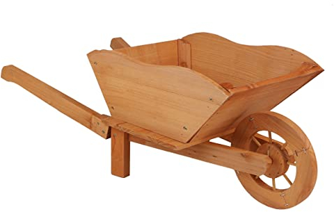 Spetebo Holz Pflanzschubkarre klein - 73 x 31 cm - Deko Schubkarre zum Bepflanzen - Pflanzkarre Holzschubkarre Pflanzkasten Blumenkasten Pflanzwagen für Garten Balkon Outdoor