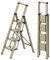Ladnamy 4 Stufen Leiter mit Handlauf Aluminium Klappbarer Leichte Trittleiter Tritthocker Klappbar Stehleiter für Familien und Küchen Maximale Tragfähigkeit 150KG (Champagner Gold)