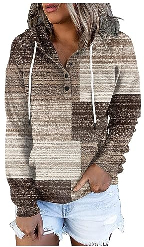 Saymany Kapuzenpullover Damen, Damen Hoodie Lang Oversize Hoodie Damen, Fleece Pullover Für Damen Sweatshirt Damen, Oversize Sweatshirt Damen Pullover Damen Winter Warmer Pullover Damen(4-Brown,XL)