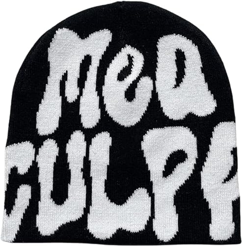 Beanies for Women Men,Women Beanie Skull Hat,MEA Culpa Beanie, Slouchy and Warm Hats for Gifts, Schwarz, Einheitsgr��e