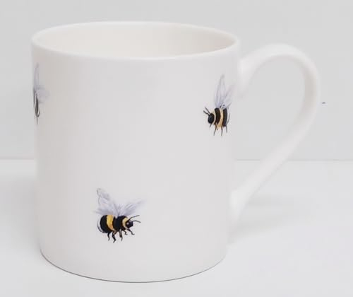 Rainbow Decors Bees Mug Fine Bone China 14 fl oz 400 ml Large Balmoral Multi Bumblebee Footed Cup Hand Decorated in UK
