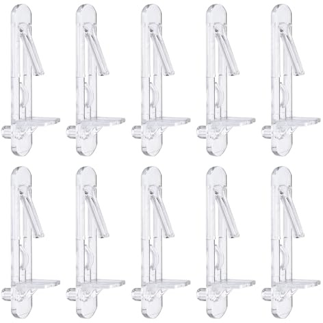 sourcing map Plastic Locking Shelf Pins, 20pcs Clear Self-Locking Shelf Support Pegs Shelf Clips Fit 5mm Hole 5/8(16mm) Thick Shelf for Bookcase Cabinets Kitchen