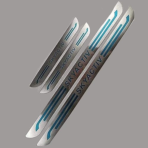 YUPACK 4Pcs Car Door Sill Scuff Kick Plates Protector, For Maz-da 2 3 6 Cx-3 Cx-5 Cx-7 Cx-30 Stainless Steel Threshold Cover Protection Trim Anti Scratch Guard,Silver