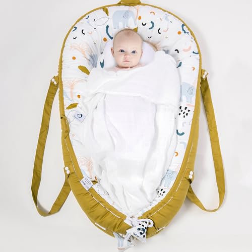 Babiesoul Réducteur de lit bébé-Nid d'ange-Cocoon-Cododo-Cale-100% coton-80cmx50cm-Nourrisson