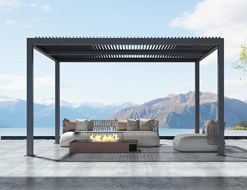 PURPLE LEAF Pavillon 3 x 4.25 m Wasserdicht Stabil Winterfest Pergola mit Lamellendach Freistehend Verstellbaren Aluminium-Lamellen Terrassenüberdachung, Grau
