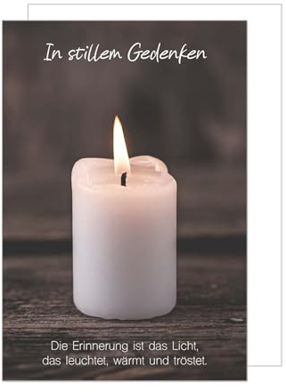 Edition Seidel Premium Trauerkarte mit Umschlag. Beileidskarte Trauer Karte mit Spruch In stillem Gedenken Anteilnahme Mitgefühl Kerze (T1139 SW024)