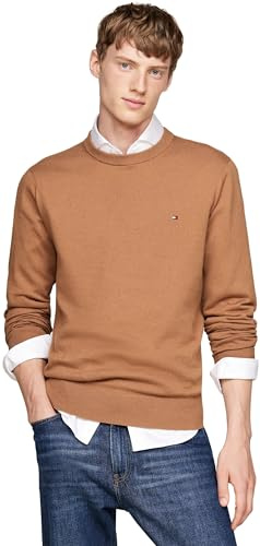 Tommy Hilfiger Herren Pullover Crew Neck Regular Fit, Beige (Safari Canvas), XL