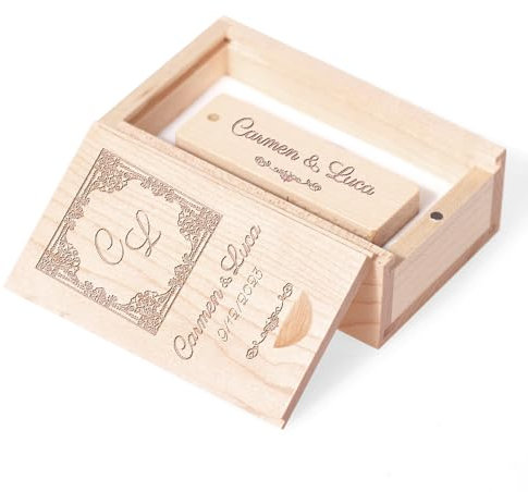 Clé USB Personnalisée Coffret Cadeau en Bois Massif Clé USB Flash Drive 3.0 Idée Cadeau pour Mariages, Anniversaires, remises de diplômes (Poétique, 16 Go)