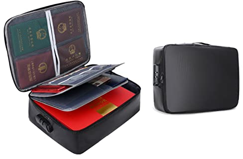 OhhGo Caja Ignifuga, Cajas Ignifugas, Bolsa Organizadora De Documentos Ignífuga De 3 Capas De Gran Capacidad, Resistente Al Agua, con Cerradura