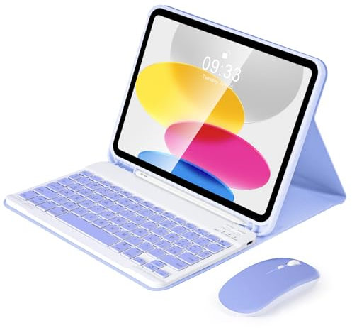 SOPPY Custodia con Tastiera e Mouse per iPad 11a Generazione (A16) 11 Pollici 2025, 10a Gene 10,9 Pollici 2022, cover Protettiva Staccabile, con Slot per Penna Stilo, Layout Italiano - Viola