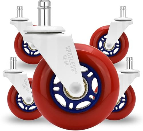Office Chair Wheels - (3 x Set of 5) Gaming Chair Replacement Wheels for All Floors including Hardwood Floor & Carpets - Smooth, Quiet, Heavy-Duty for Desk Chair Wheels Replacement (Web SuperHero)